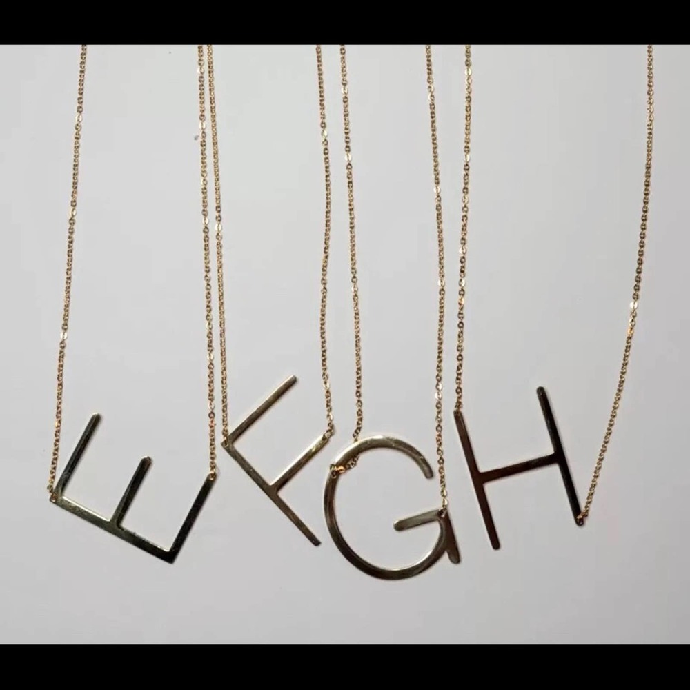 Gold Initial Pendant Necklace Letters A-Z - Picture 7 of 8